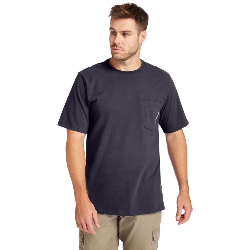 Camisetas Timberland Argentina Hombre - Pro® Big & Tall Base Plate Short-Sleeve - Azul Marino - YXOQ